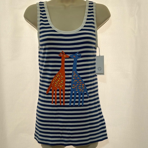 Tory Sport Kissing Giraffes Tank Top Size Small - Picture 1 of 8
